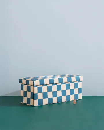 Storage ottoman cube - Teal, 80x30x30 cm - Kid's Concept