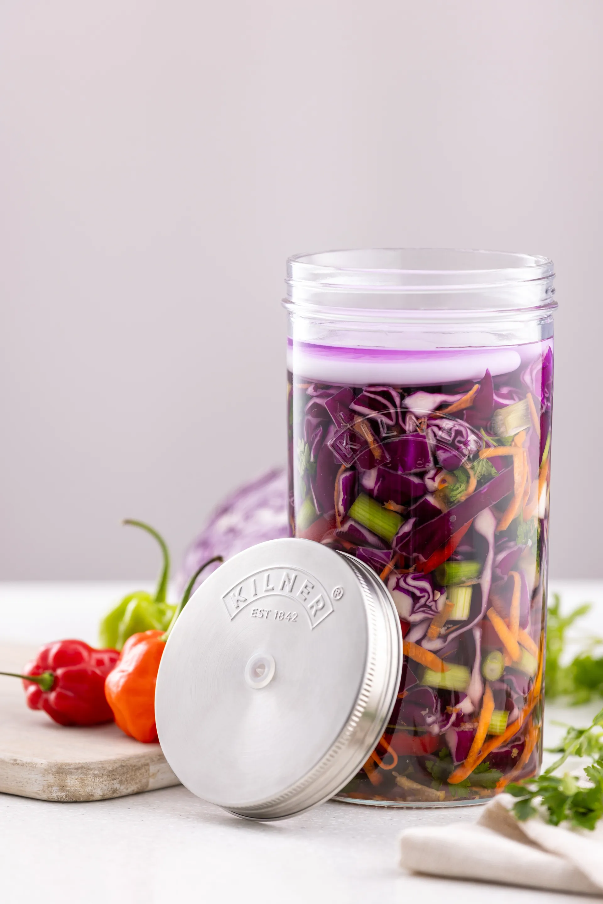 Kilner fermentation set, Clear-stainless steel, 1 L Kilner