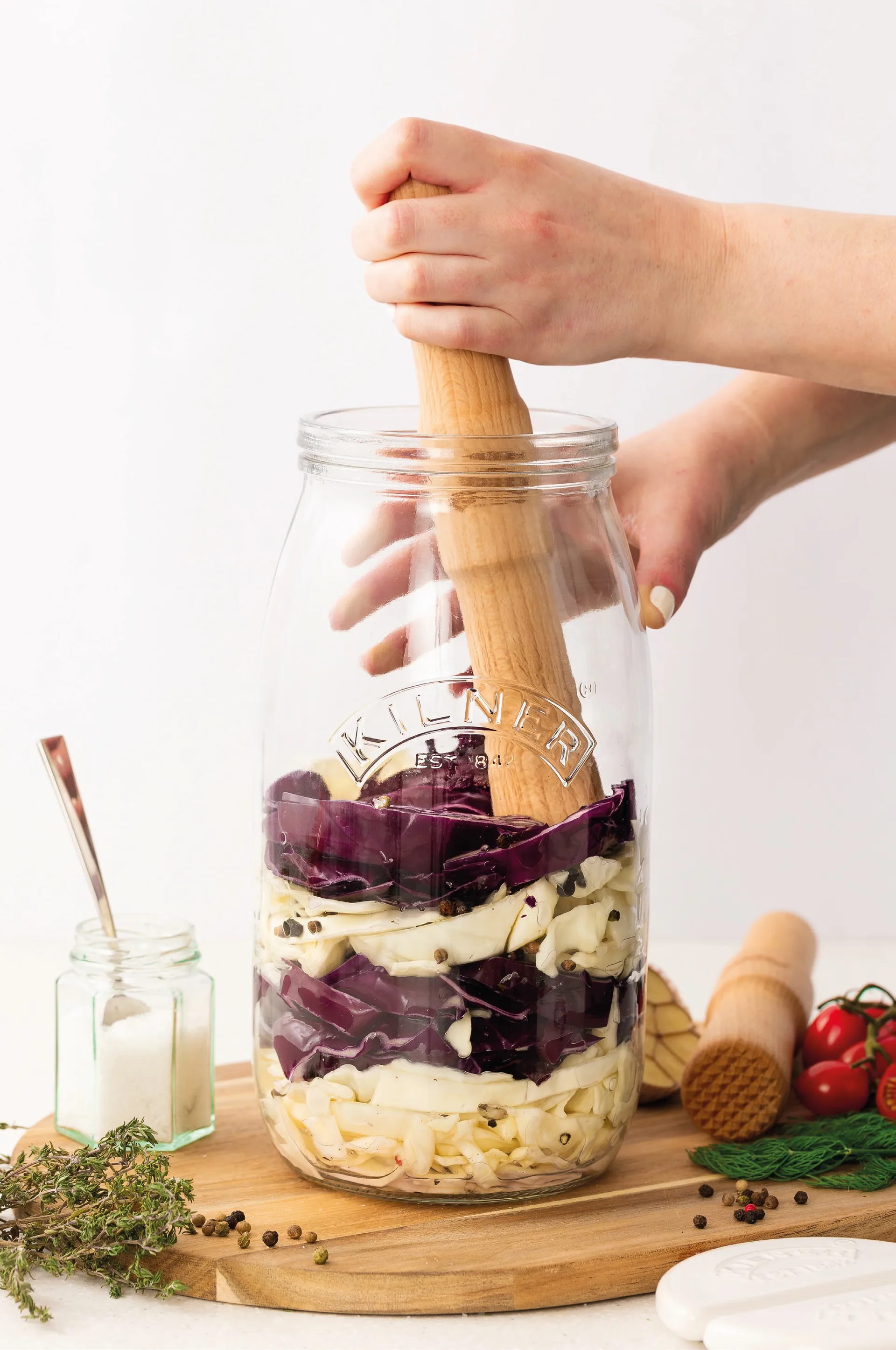 Kilner fermentation tamper, Light wood Kilner