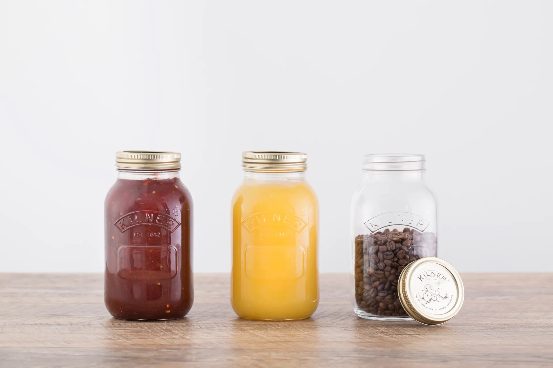 Kilner round preserving jar, Clear-gold, 1 L Kilner