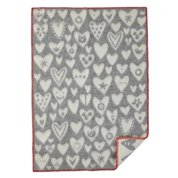Baby Heart wool blanket - grey - Klippan Yllefabrik
