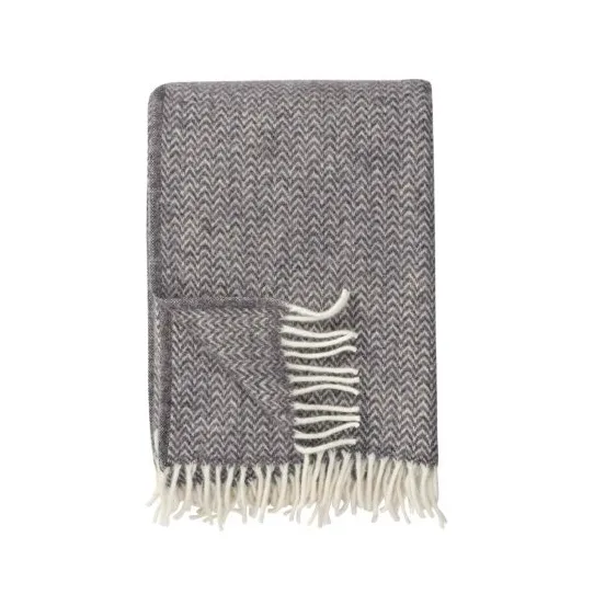 Chevron wool throw, Grey Klippan Yllefabrik
