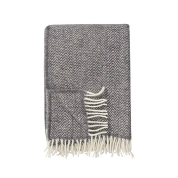 Chevron wool throw - Grey - Klippan Yllefabrik