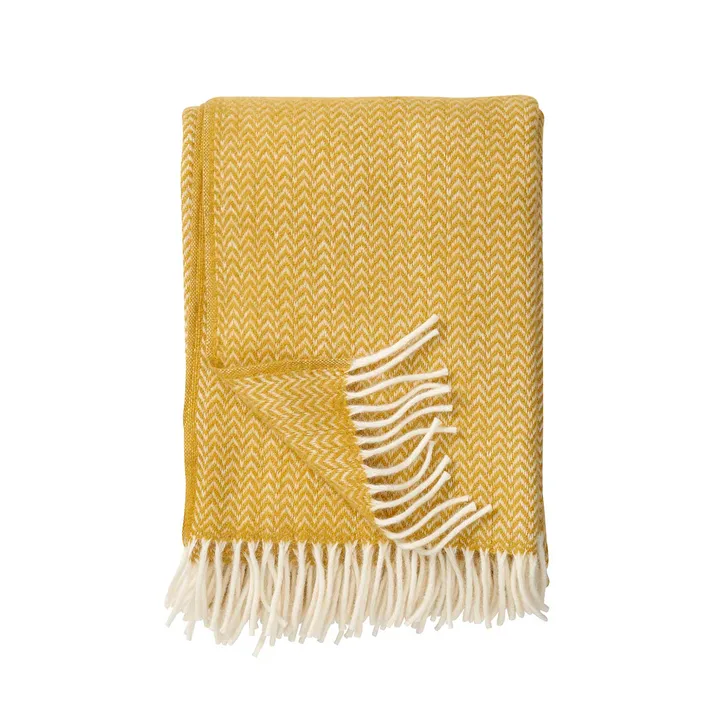 Chevron wool throw - Yellow - Klippan Yllefabrik