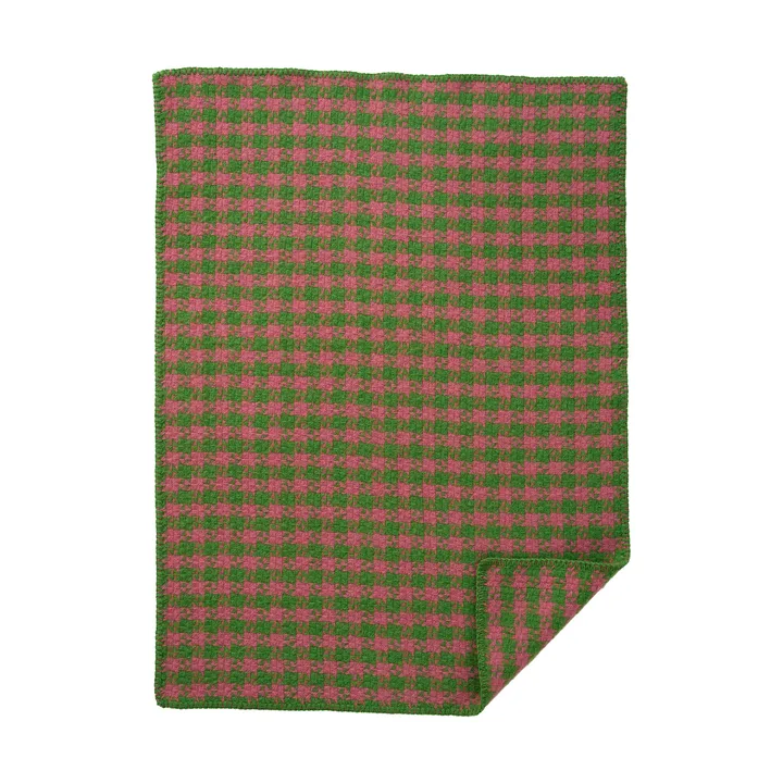 Dogtooth baby blanket 65x90 cm - Green-pink - Klippan Yllefabrik