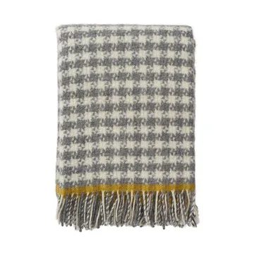 Dogtooth wool throw 130x200 cm - Grey-yellow - Klippan Yllefabrik