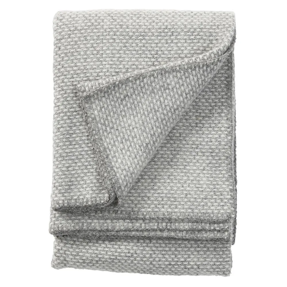 Domino wool throw, light grey Klippan Yllefabrik