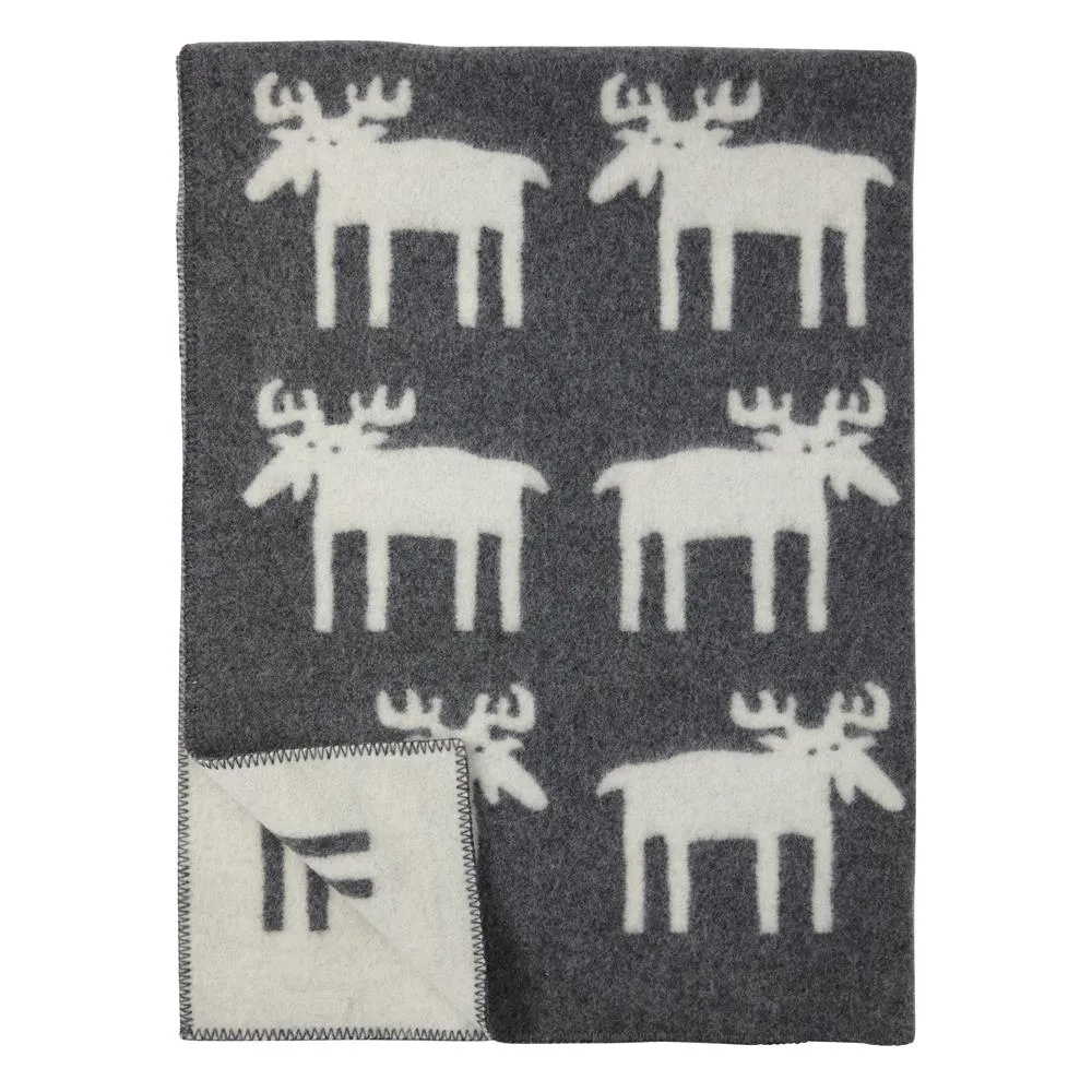 Elk wool blanket, grey 130x180 cm Klippan Yllefabrik