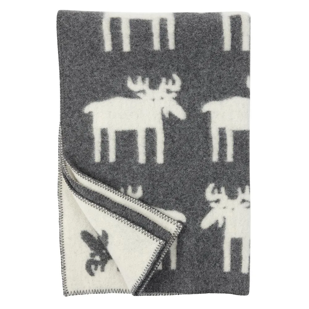 Elk wool blanket, grey 90x130 cm Klippan Yllefabrik