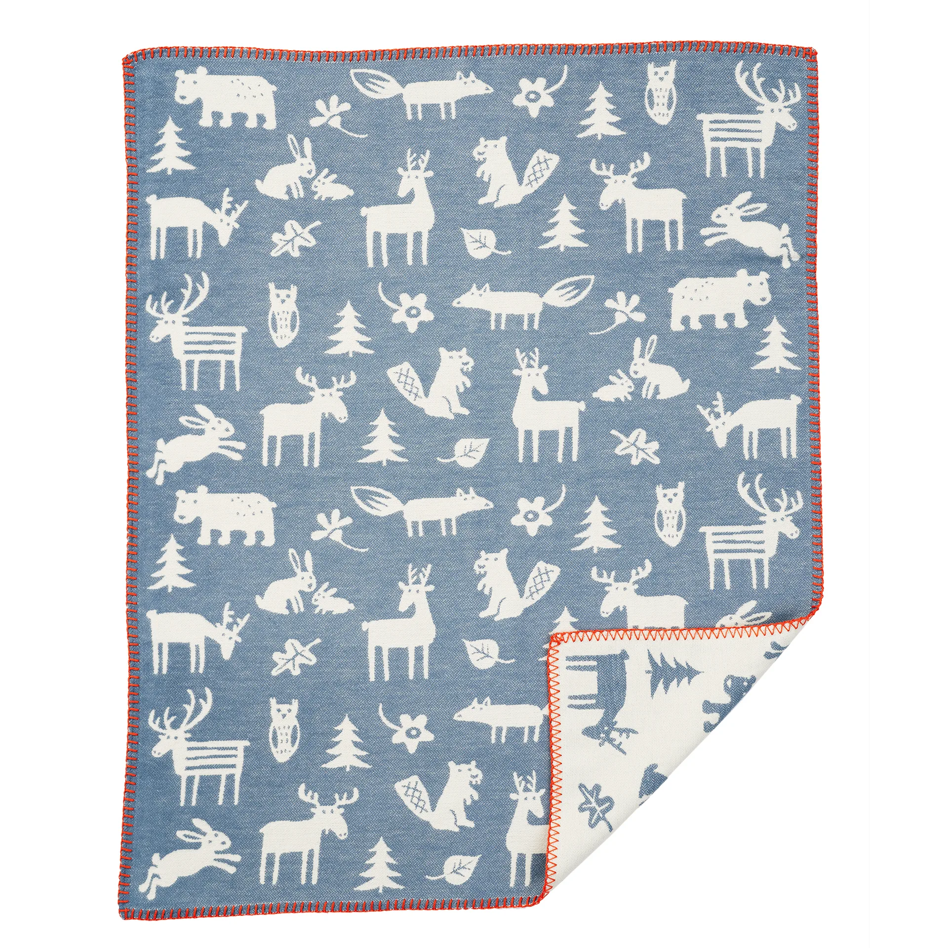 Forest baby blanket cotton, Blue Klippan Yllefabrik