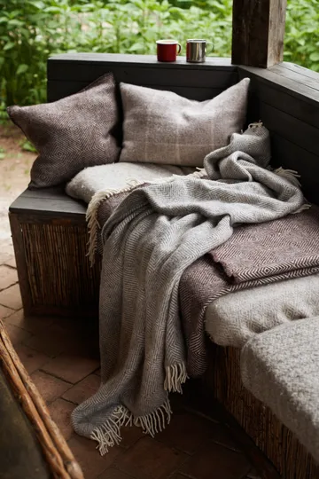 Gooseye wool throw 130x200 cm - Grey - Klippan Yllefabrik