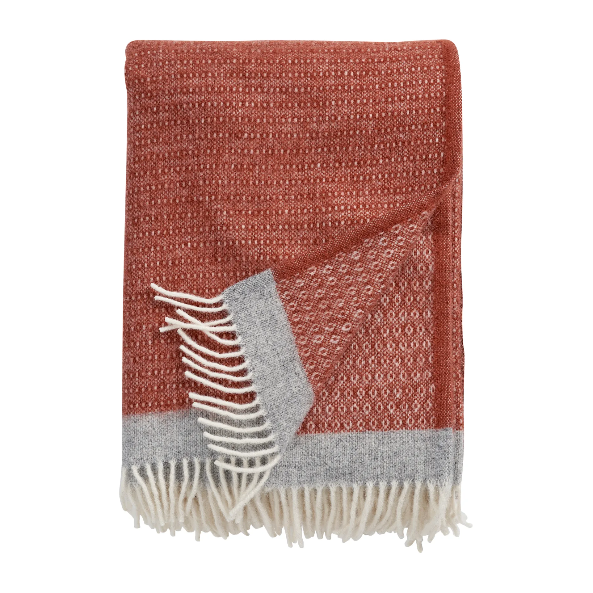 Harald wool throw 130x200 cm, Rust-grey Klippan Yllefabrik