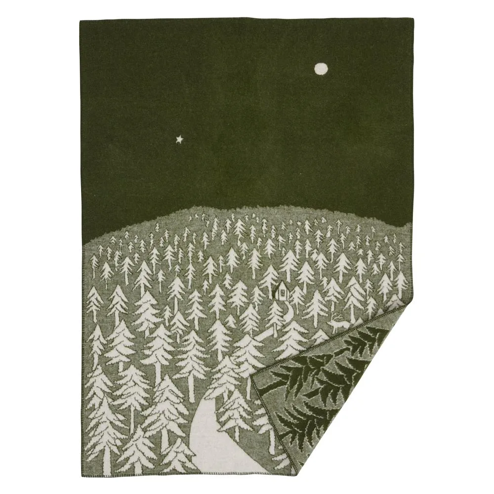 House in the Forest wool blanket, green Klippan Yllefabrik