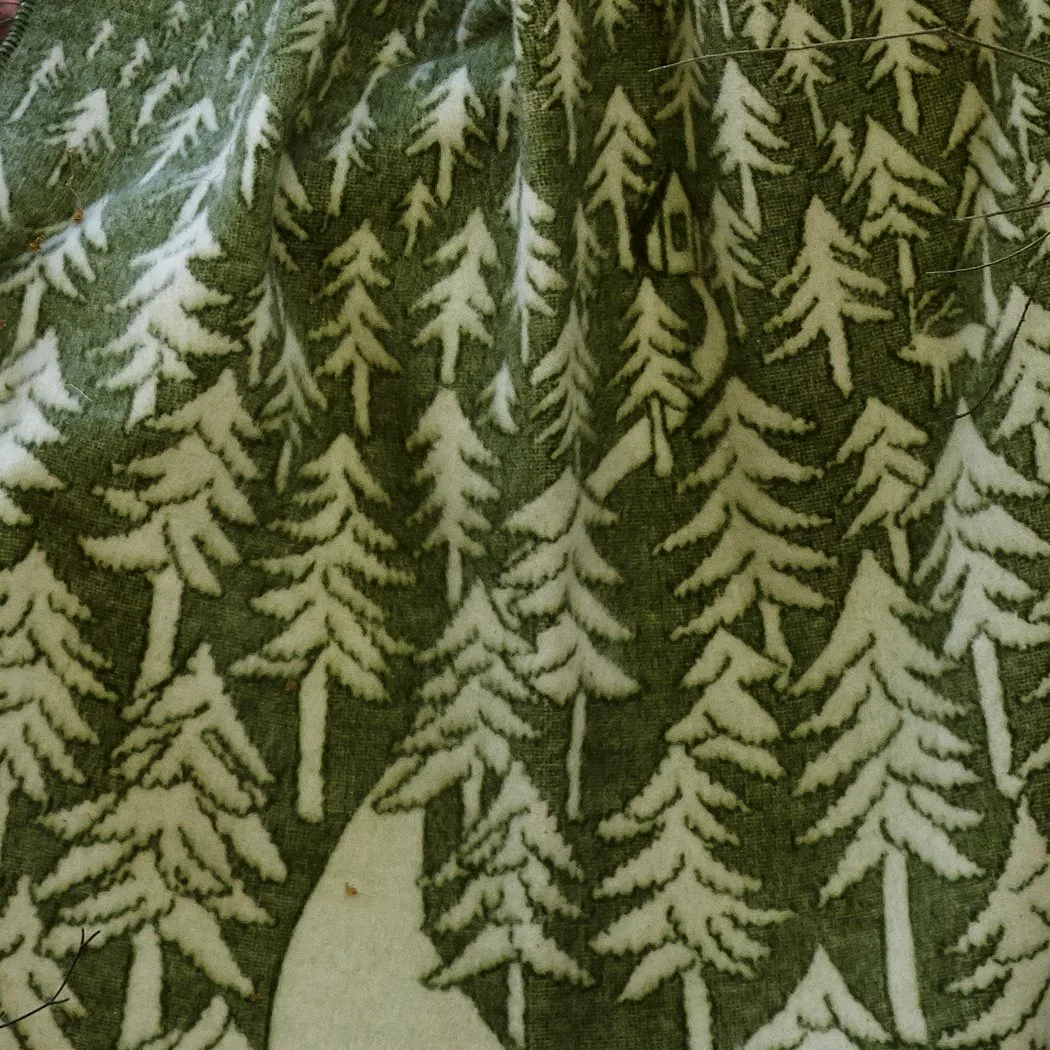 House in the Forest wool blanket, green Klippan Yllefabrik