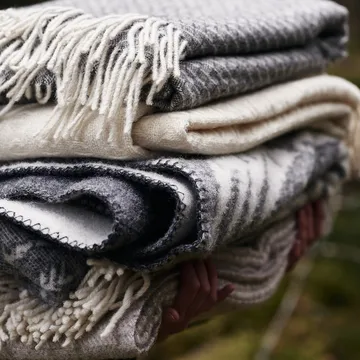 House in the Forest wool blanket - grey - Klippan Yllefabrik