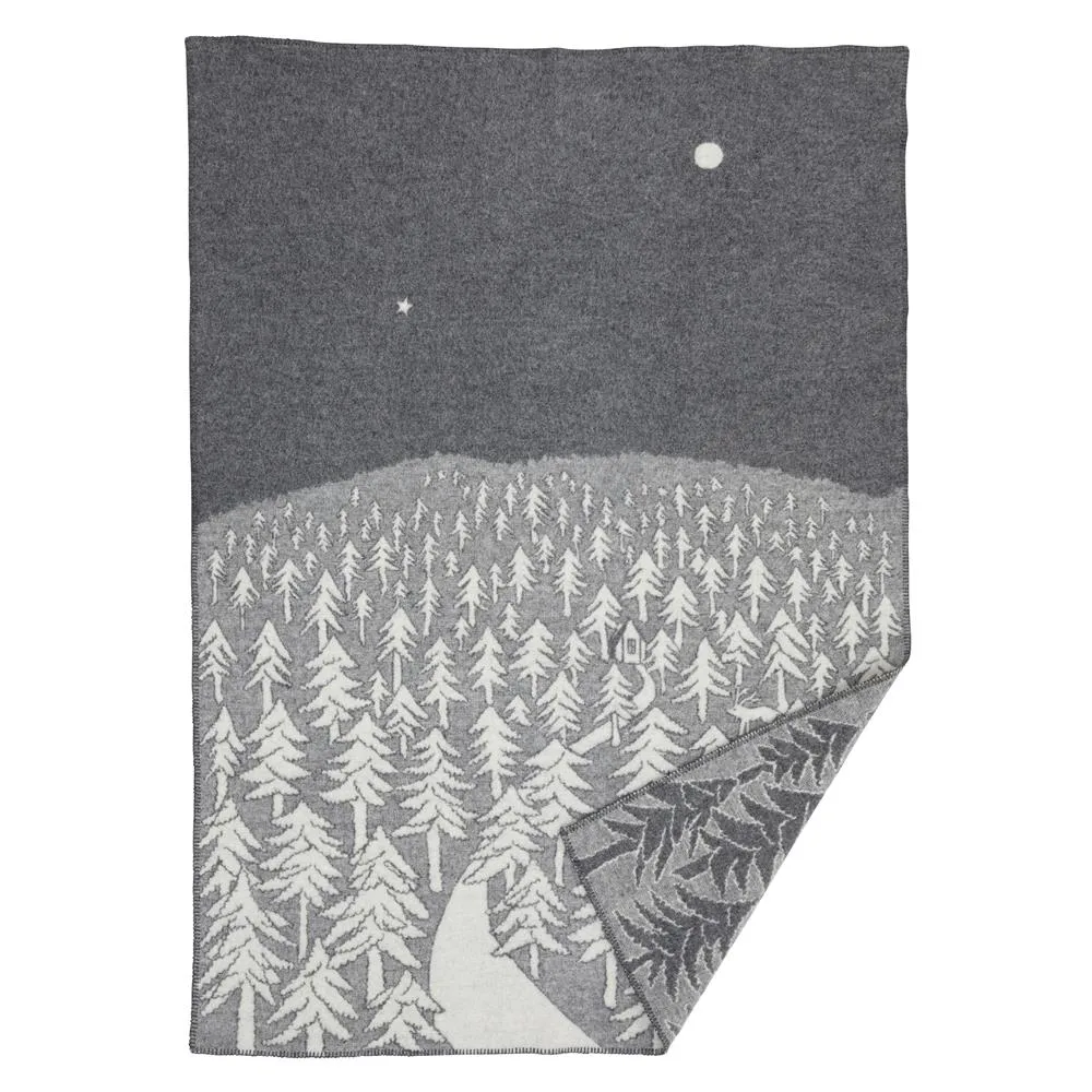 House in the Forest wool blanket, grey Klippan Yllefabrik