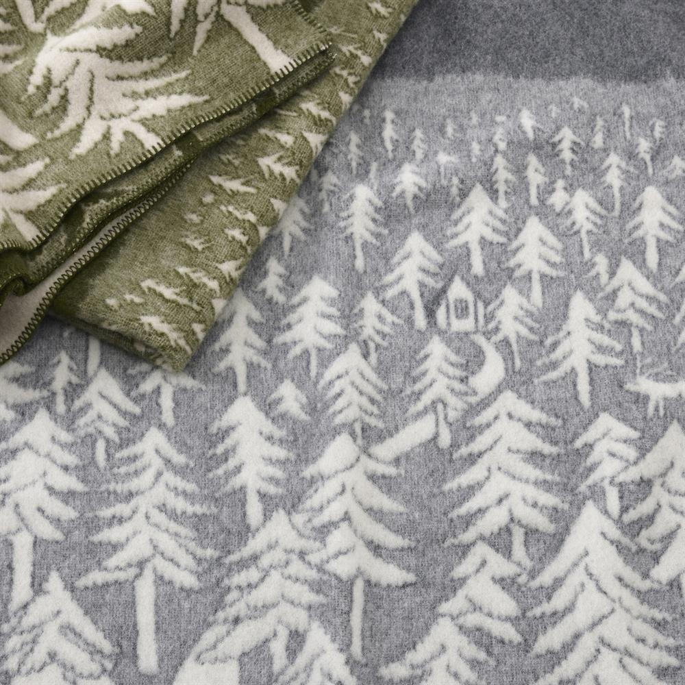 House in the Forest wool blanket, grey Klippan Yllefabrik