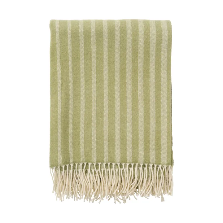Irregular stripes wool throw - Olive, 130x200 cm - Klippan Yllefabrik