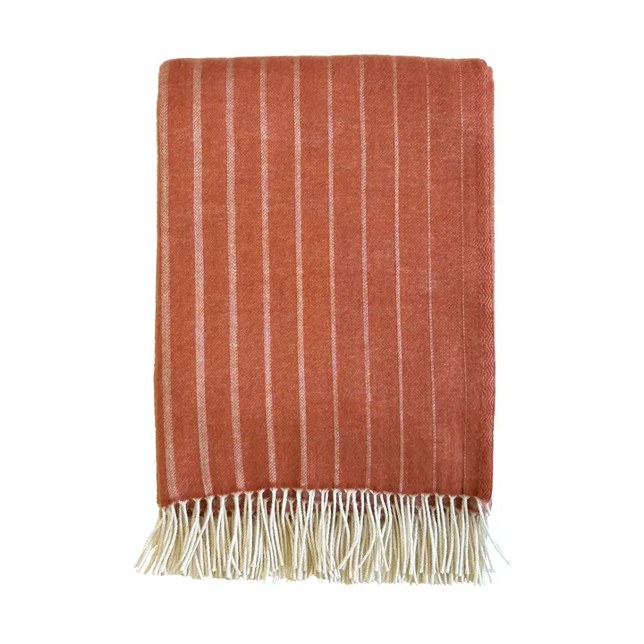 Irregular stripes wool throw - Rust, 130x200 cm - Klippan Yllefabrik