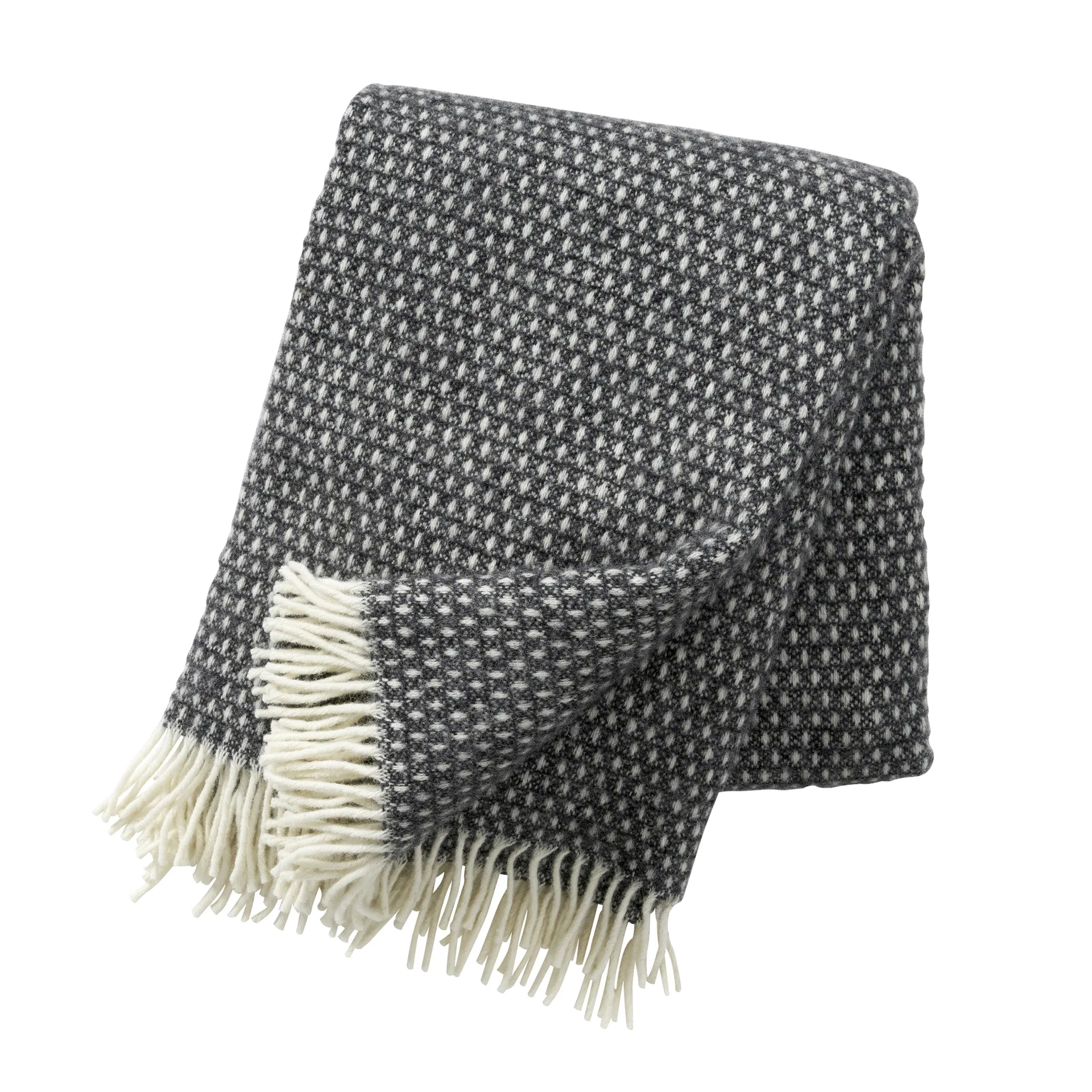 Knut wool plaid, dark grey Klippan Yllefabrik