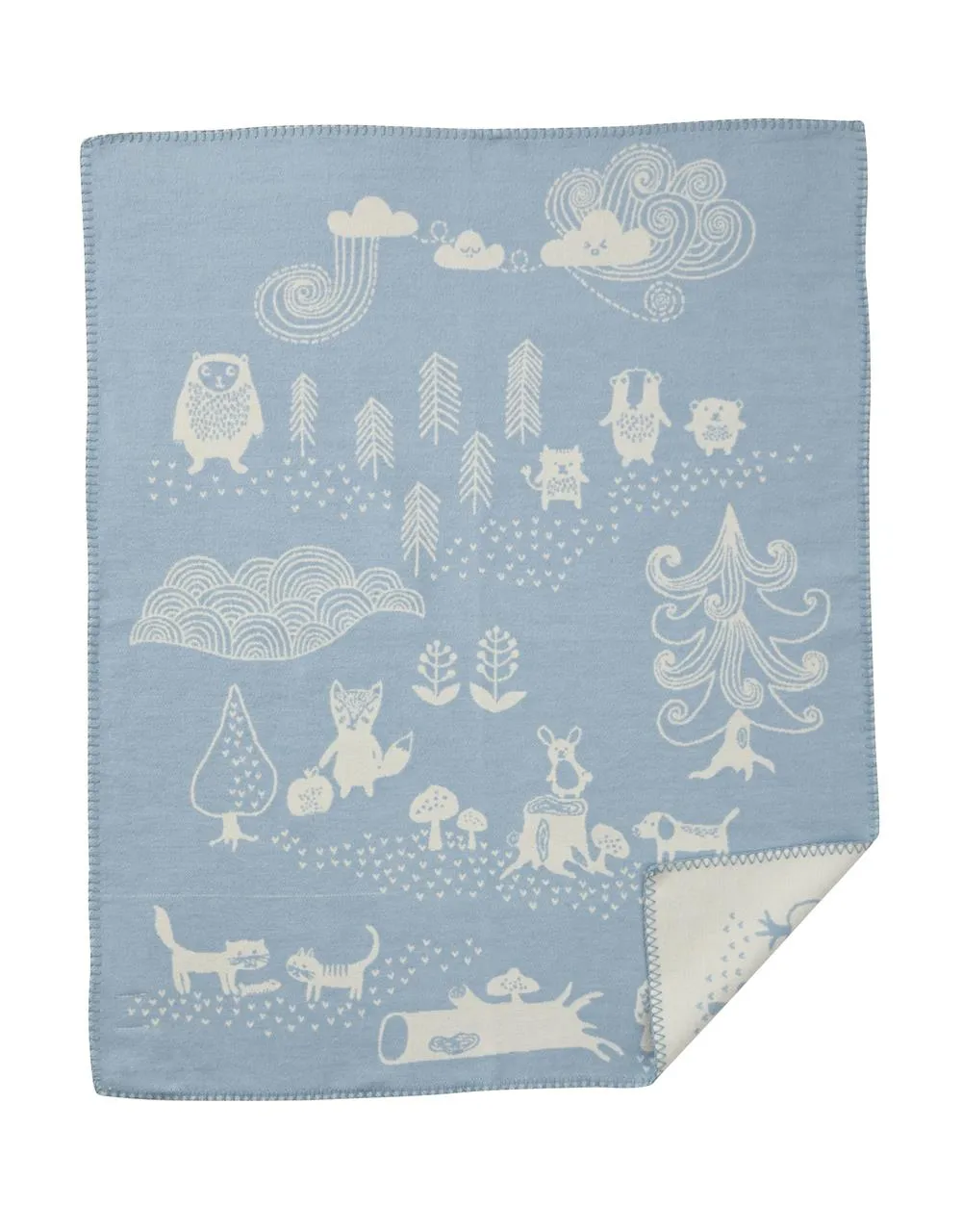 Little bear childrens blanket, blue Klippan Yllefabrik