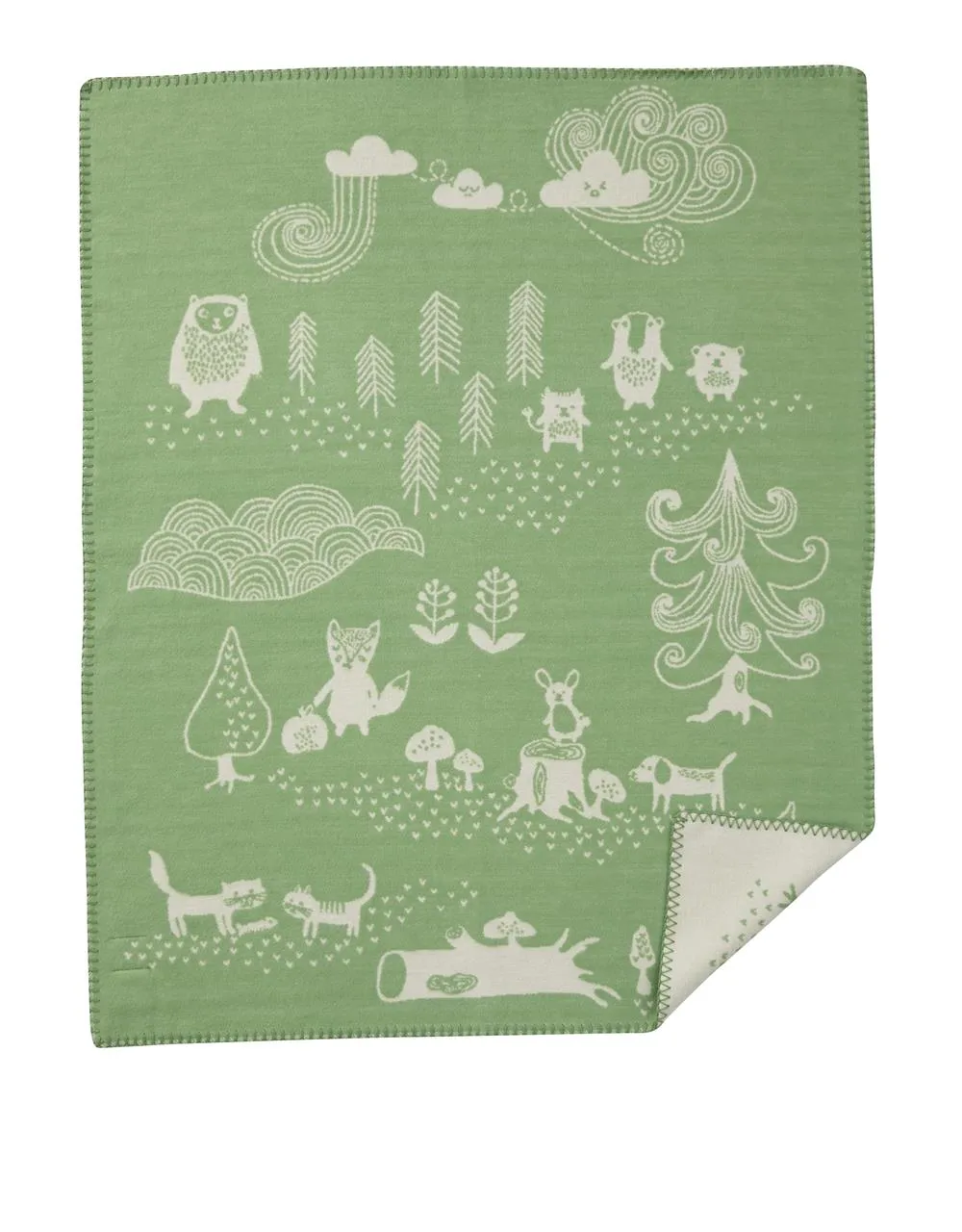 Little bear childrens blanket, green Klippan Yllefabrik