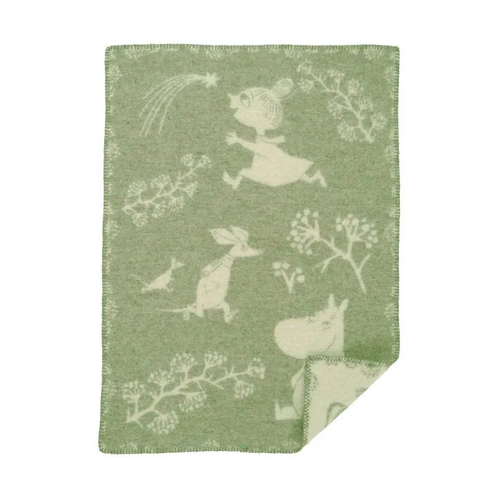 Moomin Winterland baby blanket 65x90 cm - Frost green - Klippan Yllefabrik