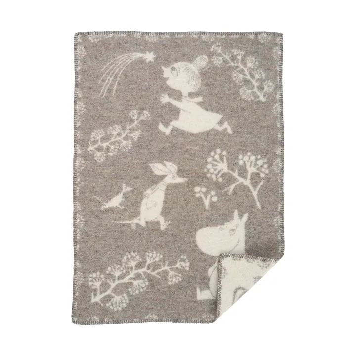 Moomin Winterland baby blanket 65x90 cm - Grey - Klippan Yllefabrik