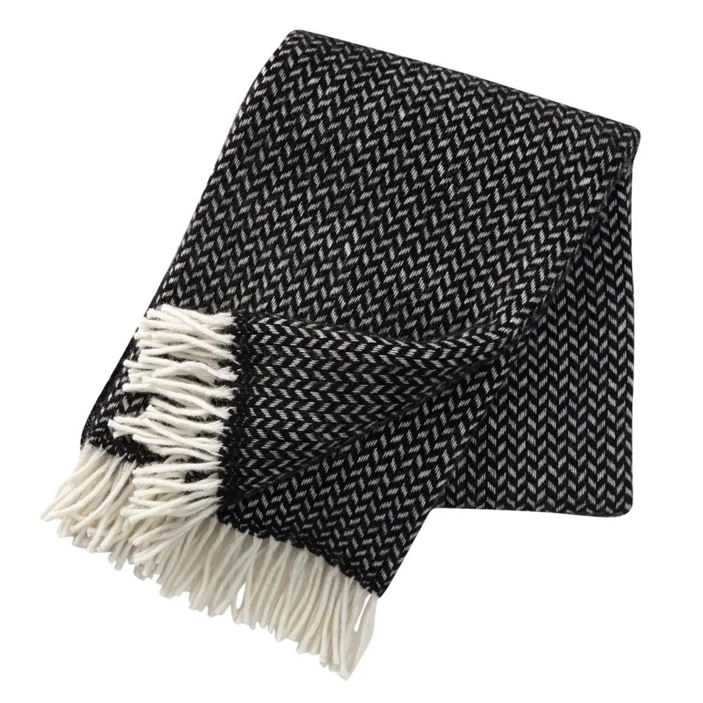 Polka wool throw, black Klippan Yllefabrik