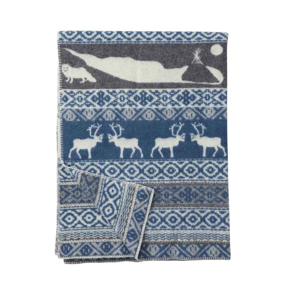 Sarek wool throw, blue-grey Klippan Yllefabrik