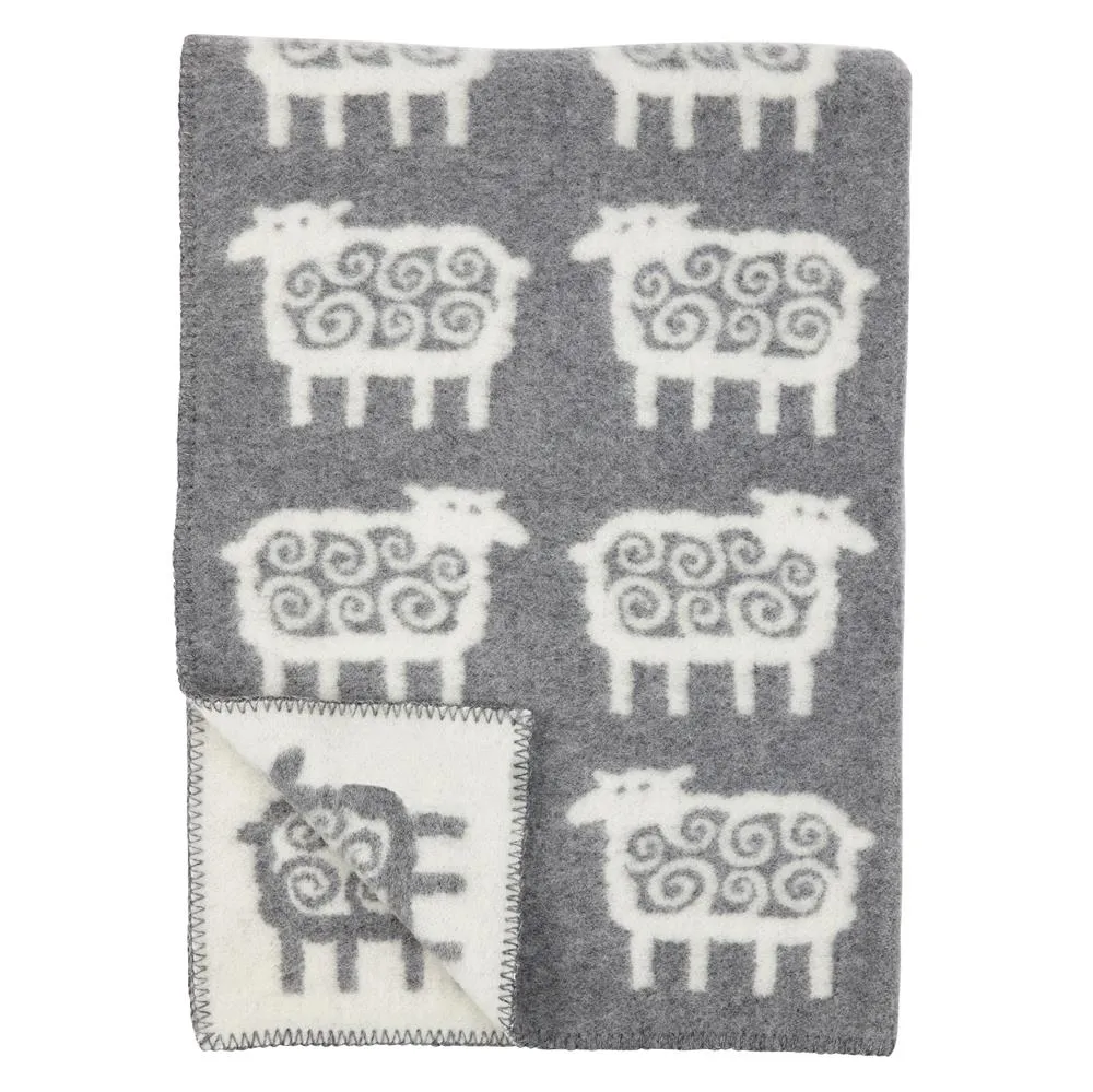 Sheep wool blanket, grey 90x130 cm Klippan Yllefabrik