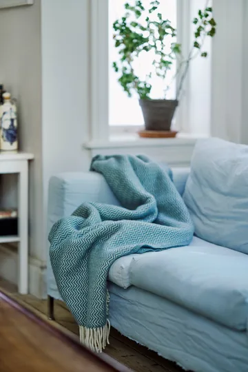 Sorbet wool throw 130x200 cm - Silky blue - Klippan Yllefabrik