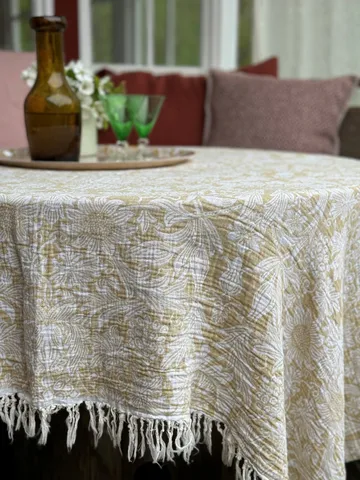 Sunflower cotton throw 140x200 cm - Golden - Klippan Yllefabrik