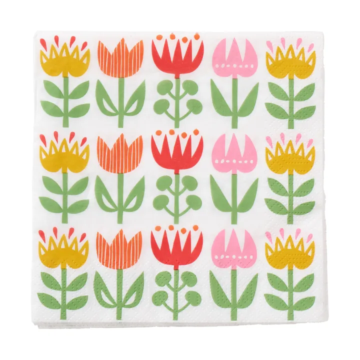 Tulip napkin 33x33 cm 20-pack - Multi - Klippan Yllefabrik
