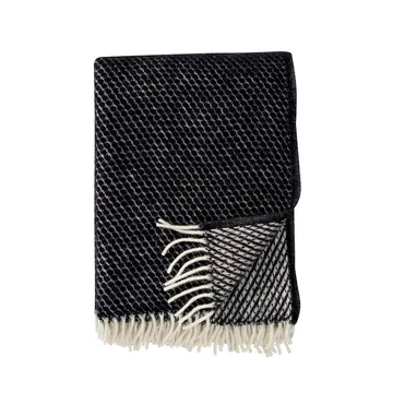 Velvet wool throw - black - Klippan Yllefabrik