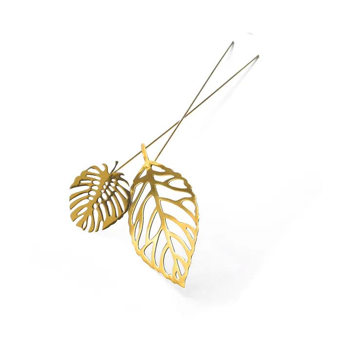 Brass leaves decoration 2-pack - Wood - KLONG
