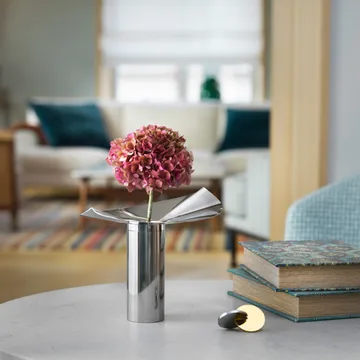 Löv vase-candle holder - Stainless steel, 22.5 cm - KLONG