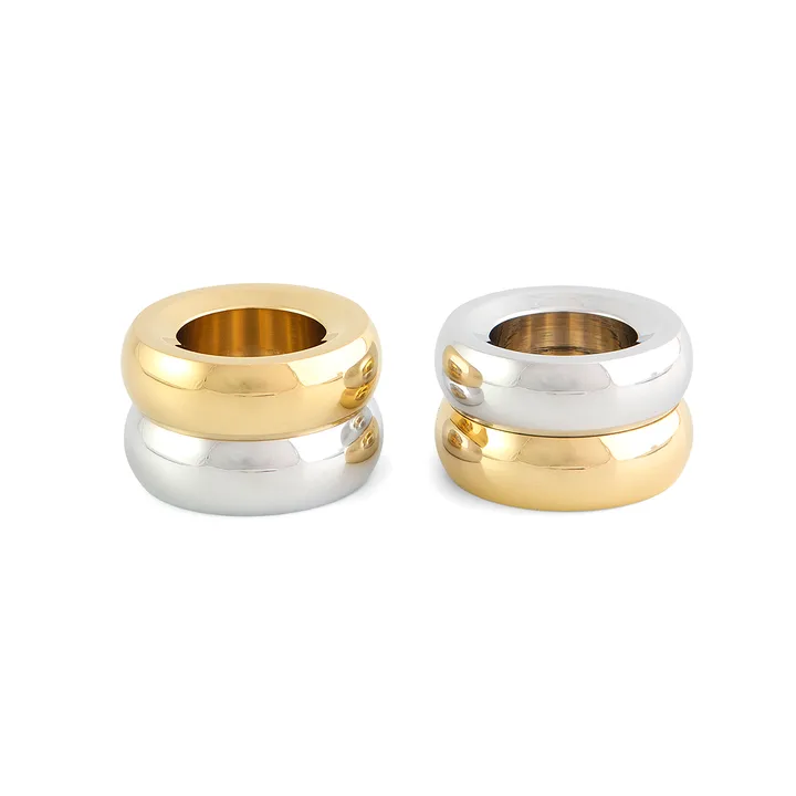 Marriage Duo candle sticks 2 pieces - brass-silver - KLONG
