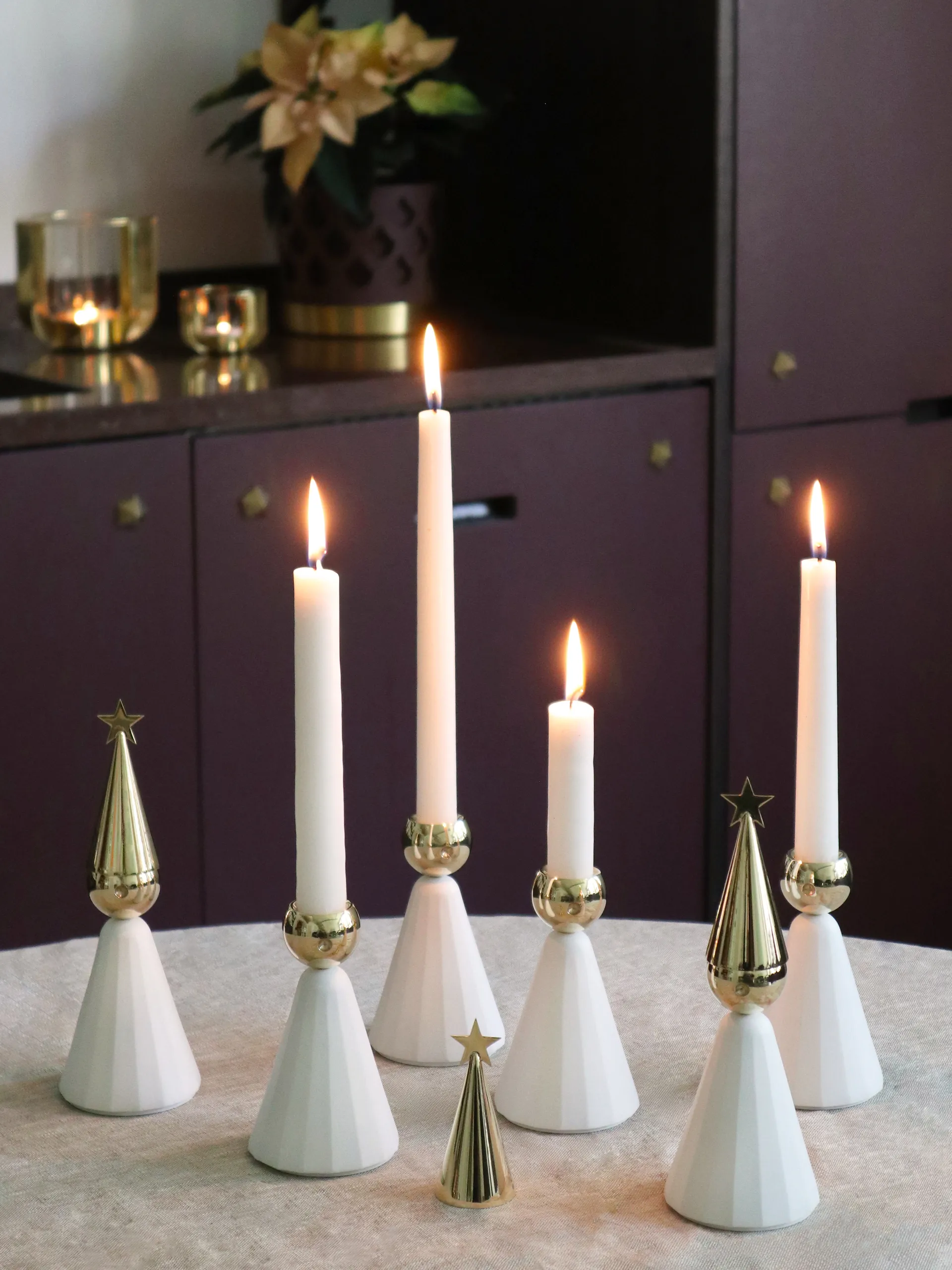 Soprano candle holder, White-brass KLONG