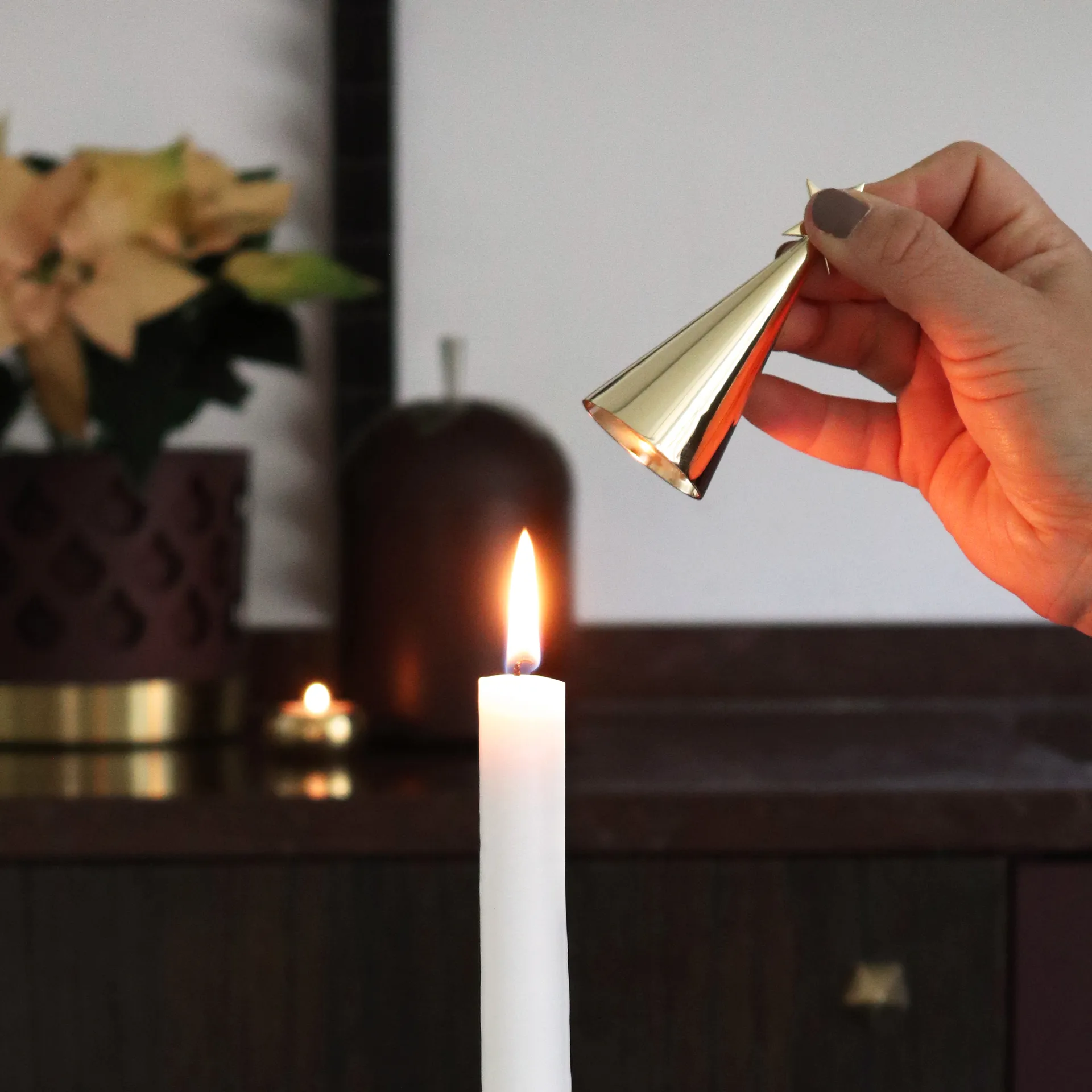Soprano candle holder, White-brass KLONG
