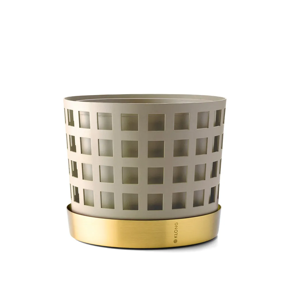 Trio Pot square flower pot, Beige, medium Ø18 cm KLONG