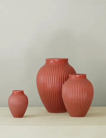 Knabstrup vase ribbed 12.5 cm - Coral - Knabstrup Keramik