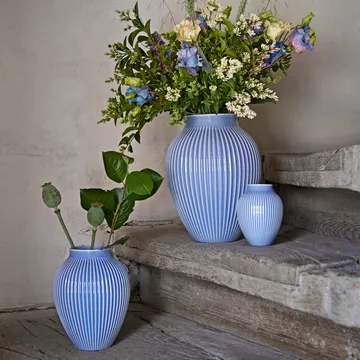 Knabstrup vase ribbed 12.5 cm - lavender blue - Knabstrup Keramik