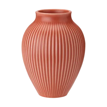 Knabstrup vase ribbed 20 cm - Coral - Knabstrup Keramik