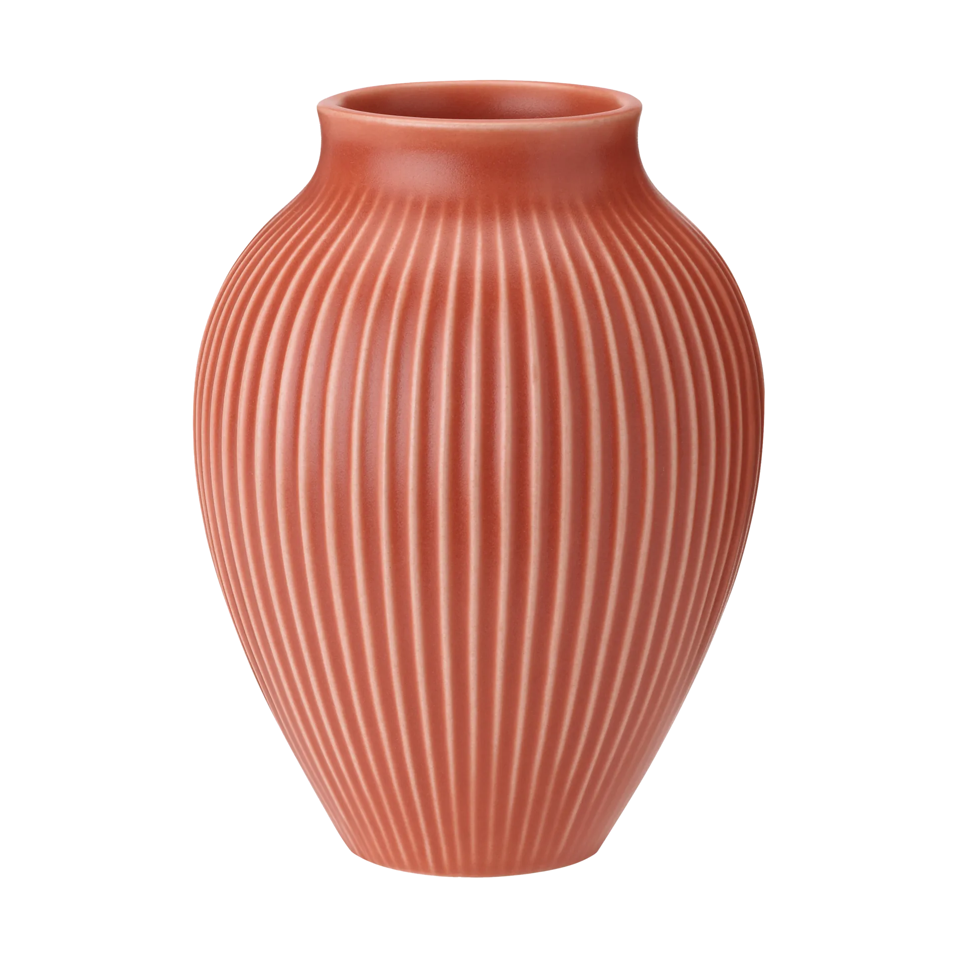 Knabstrup vase ribbed 27 cm, Coral Knabstrup Keramik