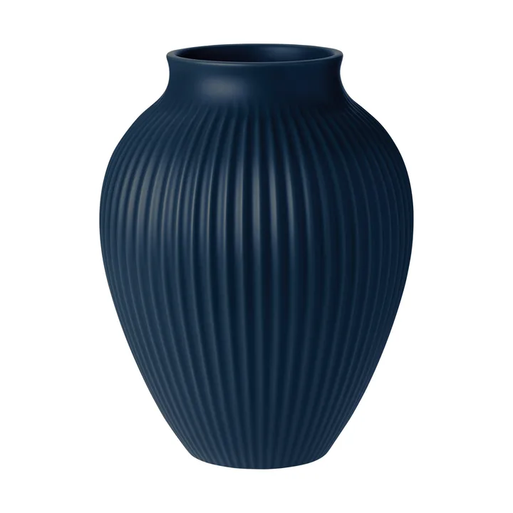 Knabstrup vase ribbed 27 cm - Dark blue - Knabstrup Keramik