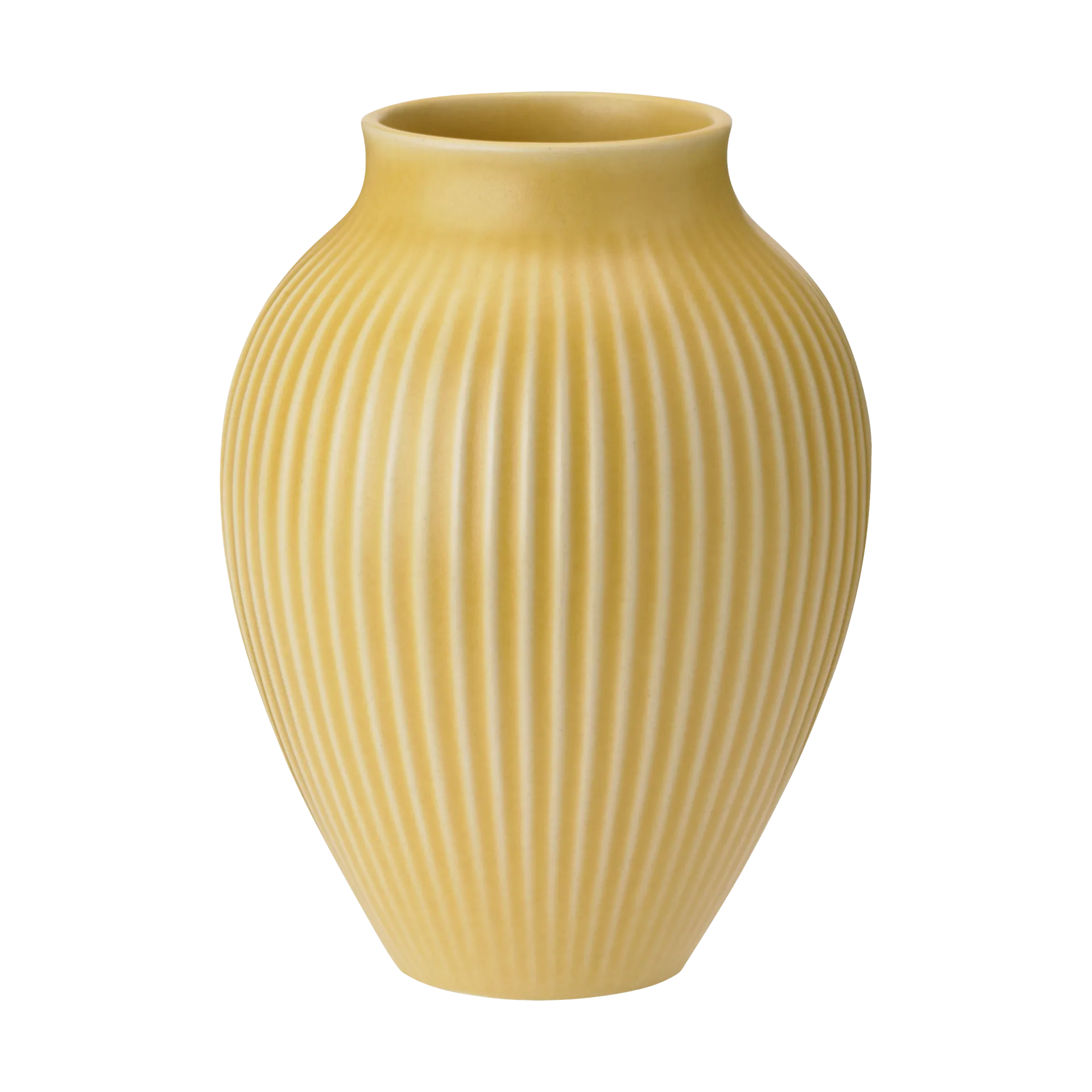 Knabstrup vase ribbed 27 cm, Yellow Knabstrup Keramik