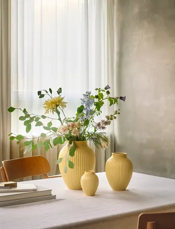 Knabstrup vase ribbed 27 cm - Yellow - Knabstrup Keramik