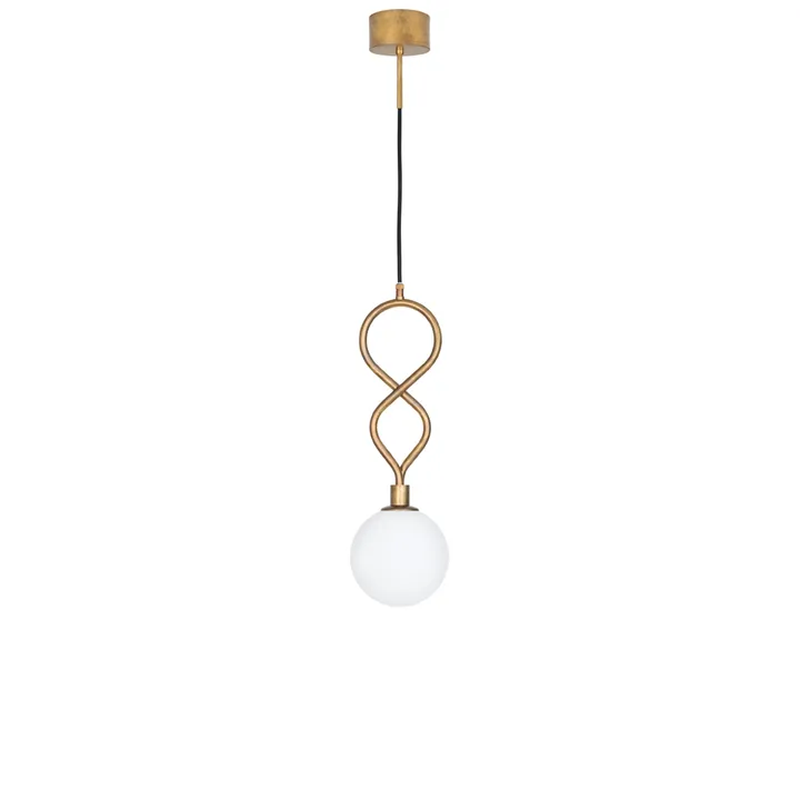 Eld Klot pendant - Raw brass, matte white - Konsthantverk