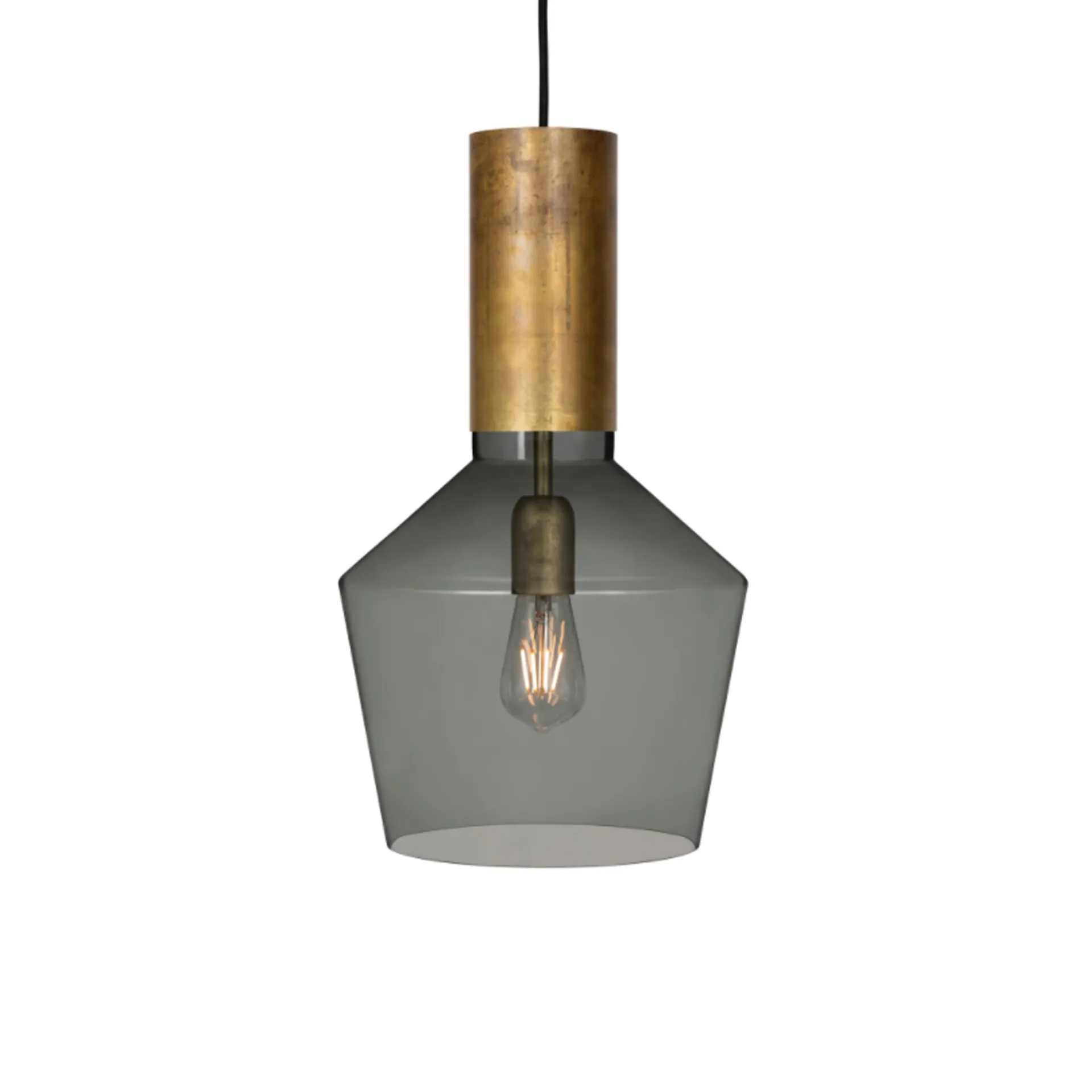 Fenomen pendant, Smoked glass-raw brass-wide Konsthantverk